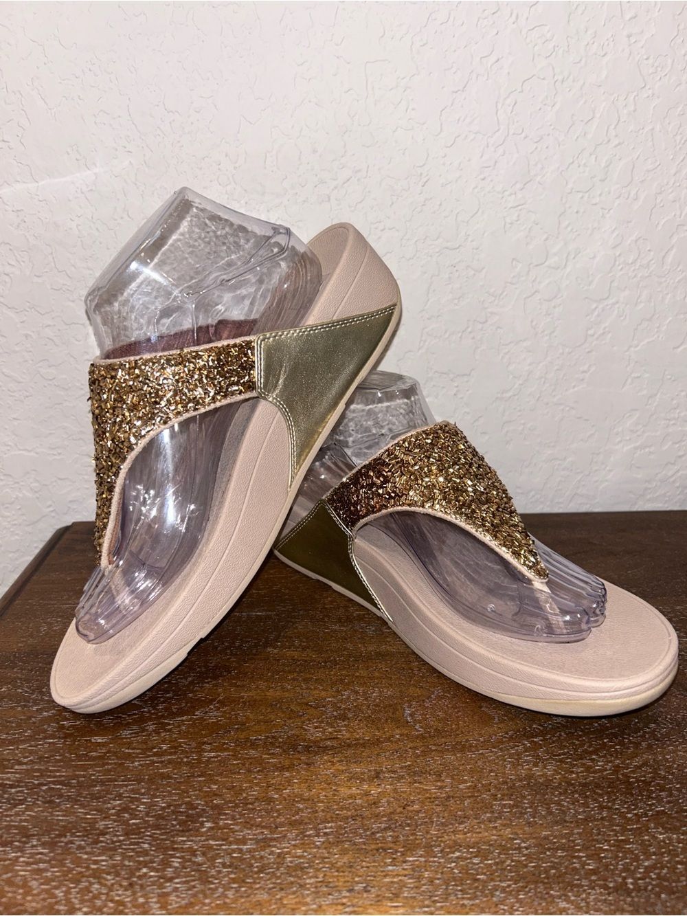 Fitflop Lulu Glitter Sequins Toe Thong Platform Chunky Wobbleboard Sandal Shoes